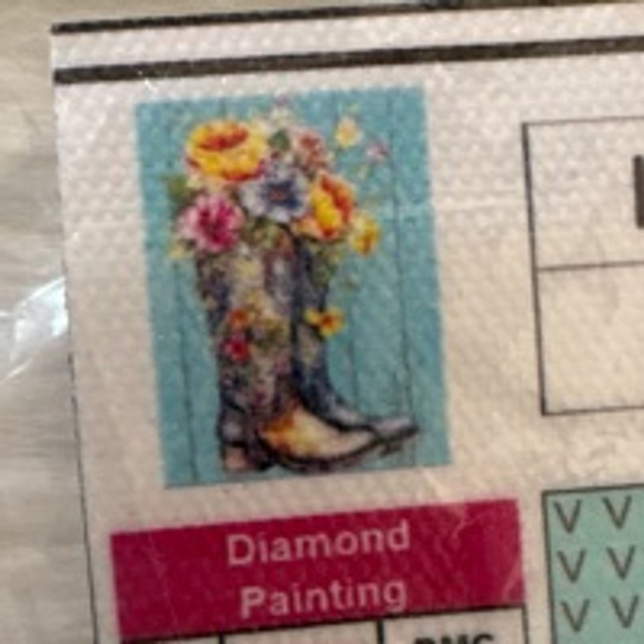 Other - Diamond art cute cowboy boots with flowers in boot ￼